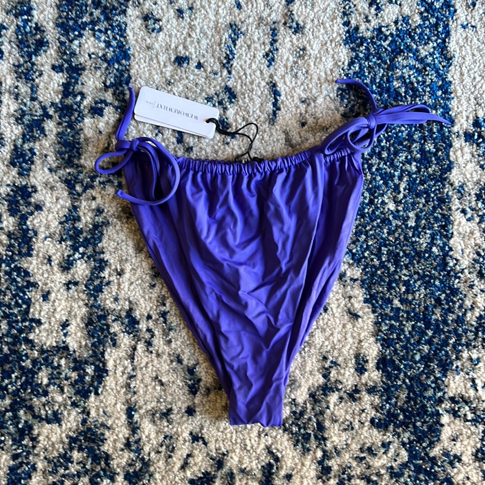 WeWoreWhat Ruched String Bikini Bottom in Sapphire Small - Picture 5 of 7